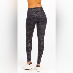 Spanx faux vegan leather high waist black camo leggings.